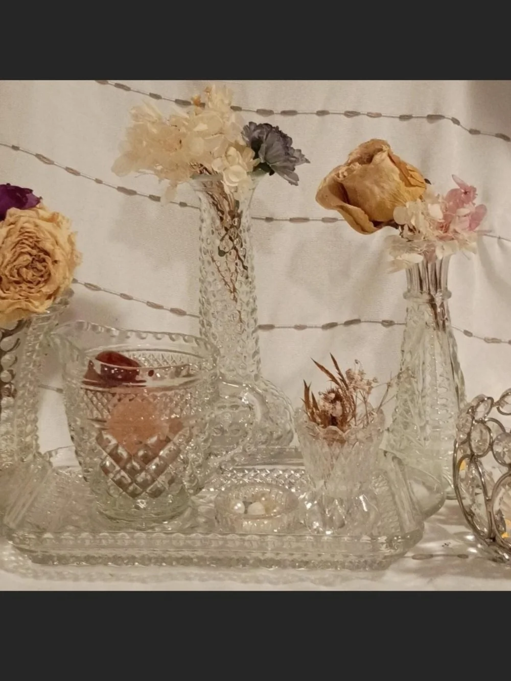 9 Pc. Vintage Clear Glass And Crystal Lot - Picture 2 of 8
